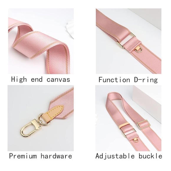 5 for $15 🦋 COLSEEY | Adjustable Crossbody Canvas Bag Strap in Pink/Gold - Picture 3 of 5